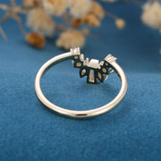 Round, Marquise & Baguette Shaped Moissanite Curved Wedding Band Mapple Gems